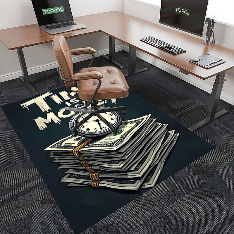 1pc Time Is Money: Office Chair Mat - Non-Slip Carpet for Desk, Perfect Gift for Home or Workplace Decor.P048