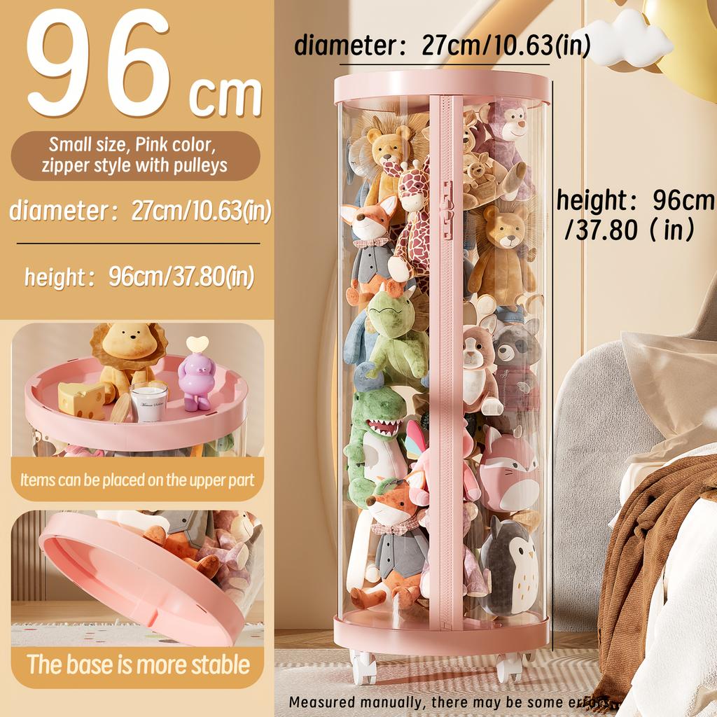 Transparent Storage Box Put Dolls Plush Toys Storage Cylinder with Lid|Perfect for Christmas & Halloween Decor|All-Round Display