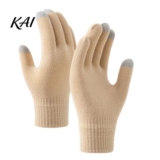 Skiing Snowboard Winter Gear Knitted Touchscreen Gloves for Women Men, Warm Five Finger Gloves, Elastic Ribbed Cuff Hand Warmers Thermal Cold Weather