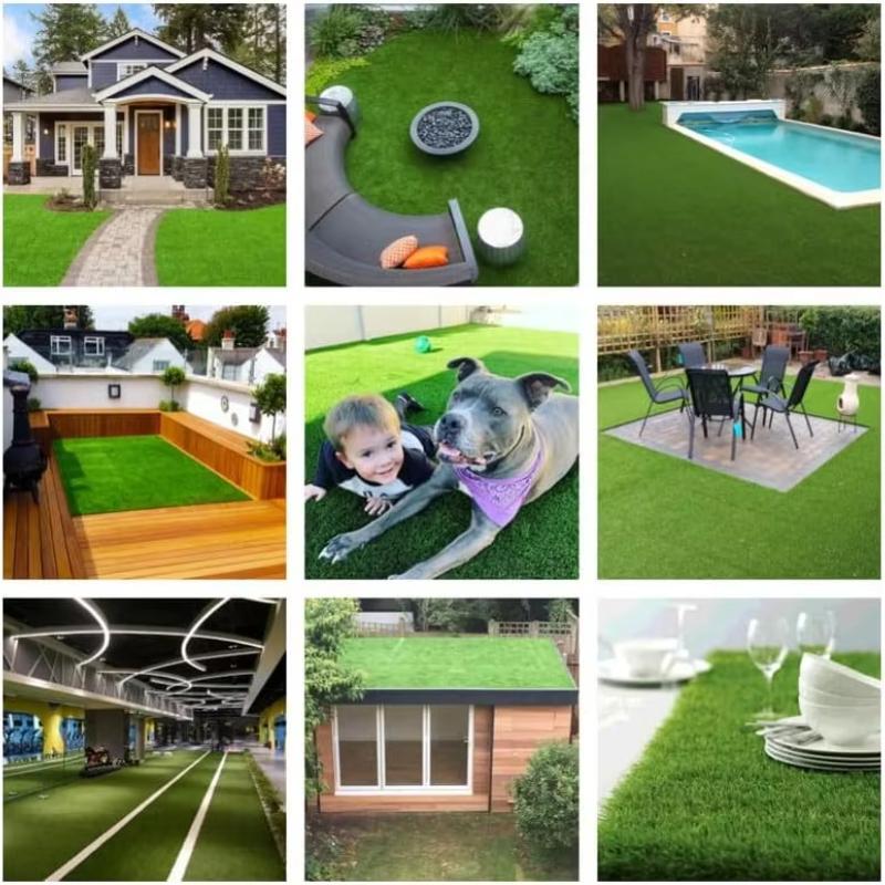 Artificial Turf Synthetic Grass Lawn Custom Size, Green Fake Grass Rug Indoor Outdoor Pet Turf, Artificial Grass for Dog