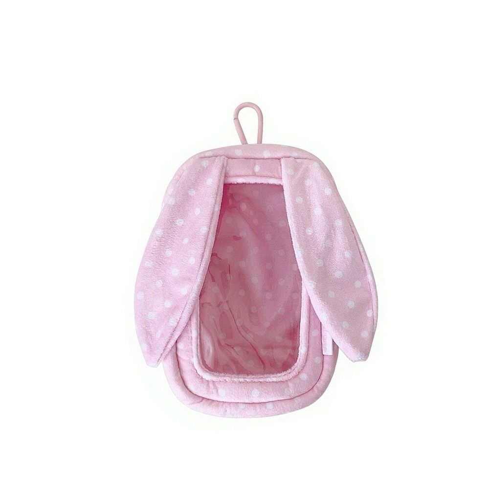 Polka Dot Carrying Bag 3D Stereo Shape Transparent Shell Figure Display Bag Bunny Ear Design 15Cm Storage Pouch Travel Carry