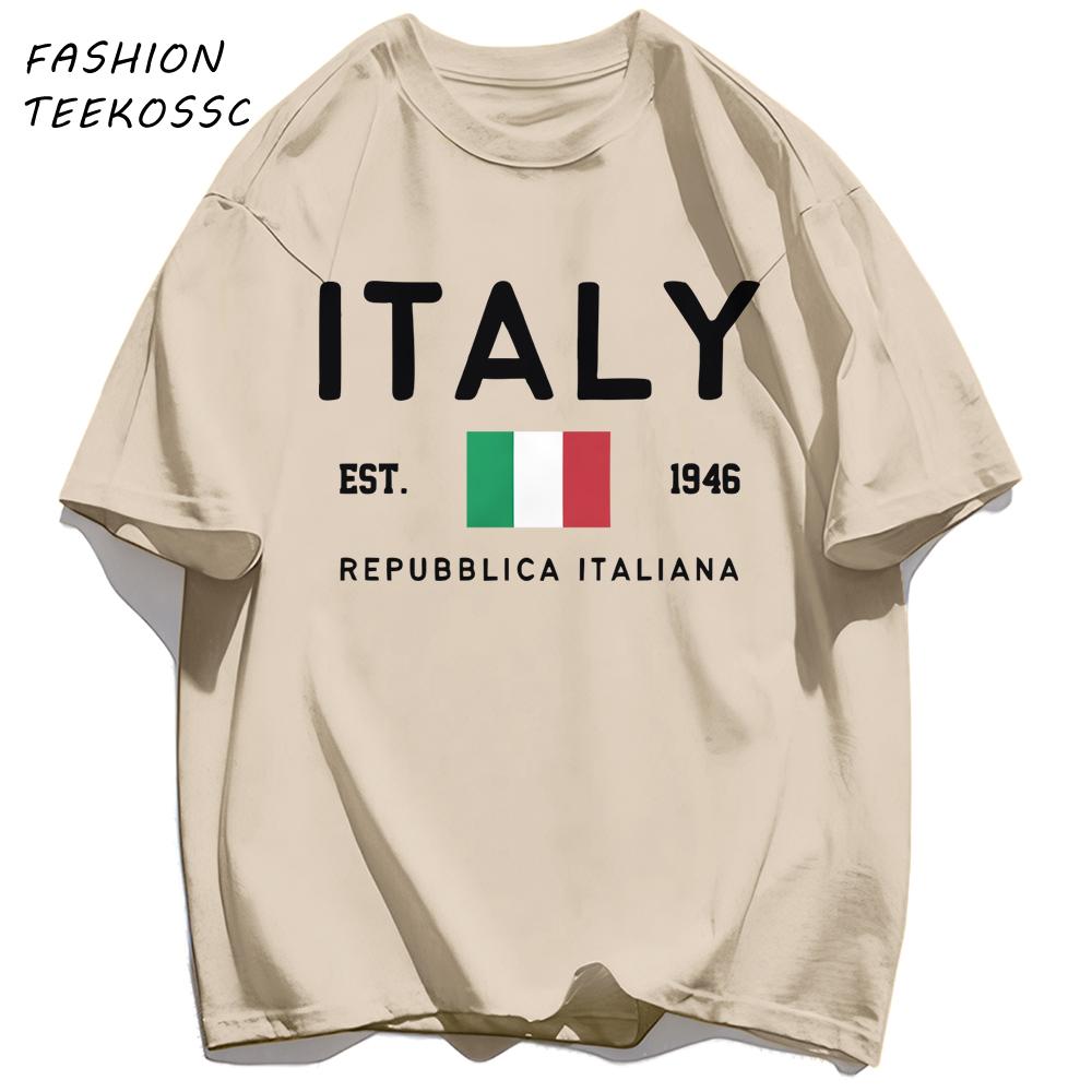 Italy Repubblica Italiana Printed Men T Shirts AllMatch Cotton TShirt Casual Crewneck Loose Streetwear Man Summer Basics Top