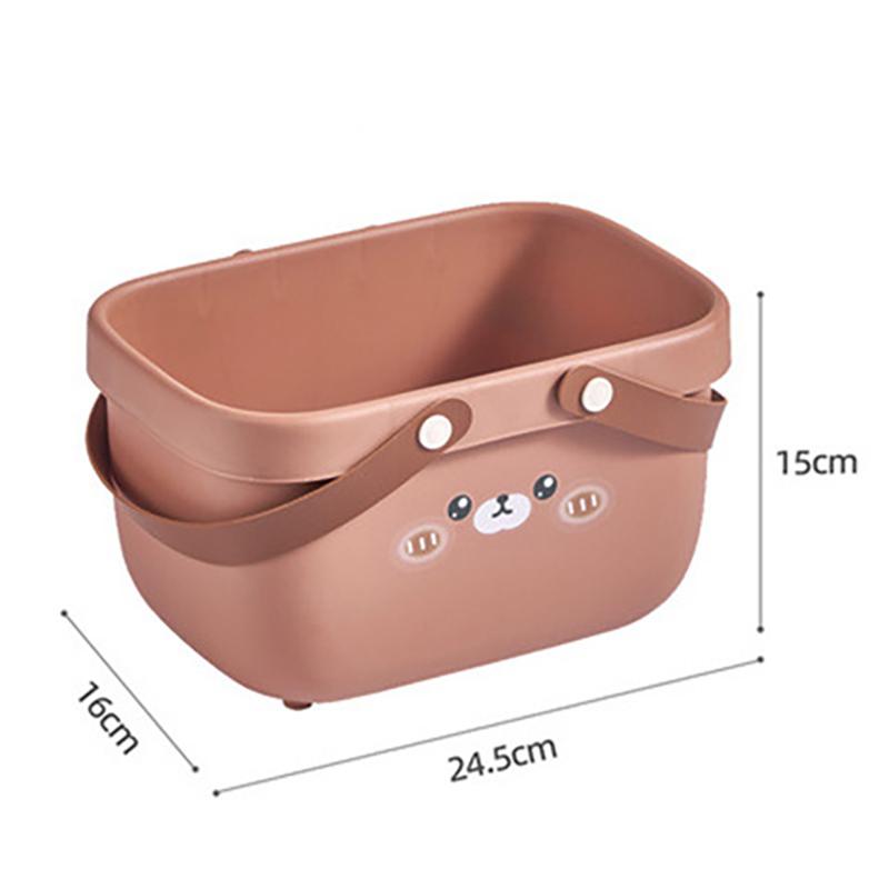 

Мультяшная переносная корзина для мытья посуды, корзина для хранения принадлежностей для мытья посуды, студенческая корзина для ванной, сортировочный ящик для хранения коричневый