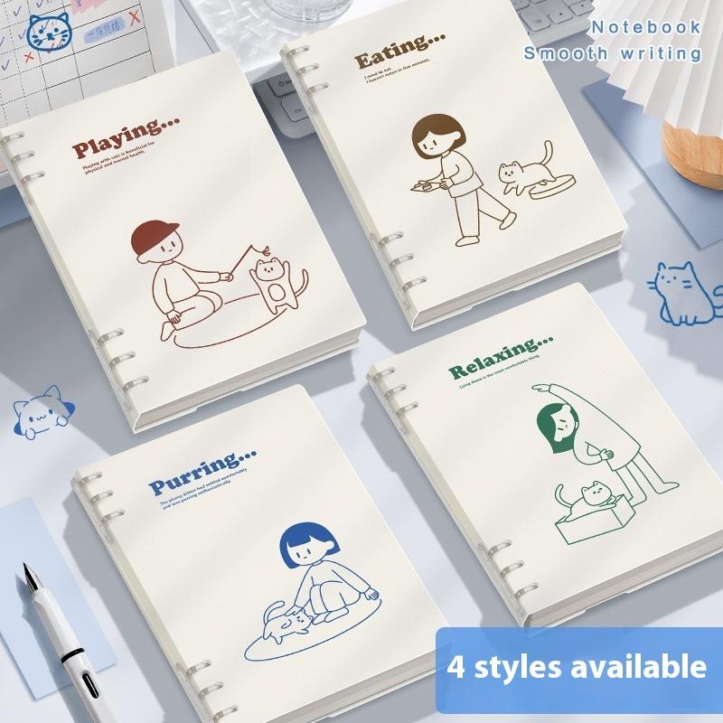 Notebook Loose-Leaf 60 Sheets/120 Pages A5/B5 Loose-Leaf Binder Notebook Puppy/Panda/Dinosaur/Capybara Horizontal Line