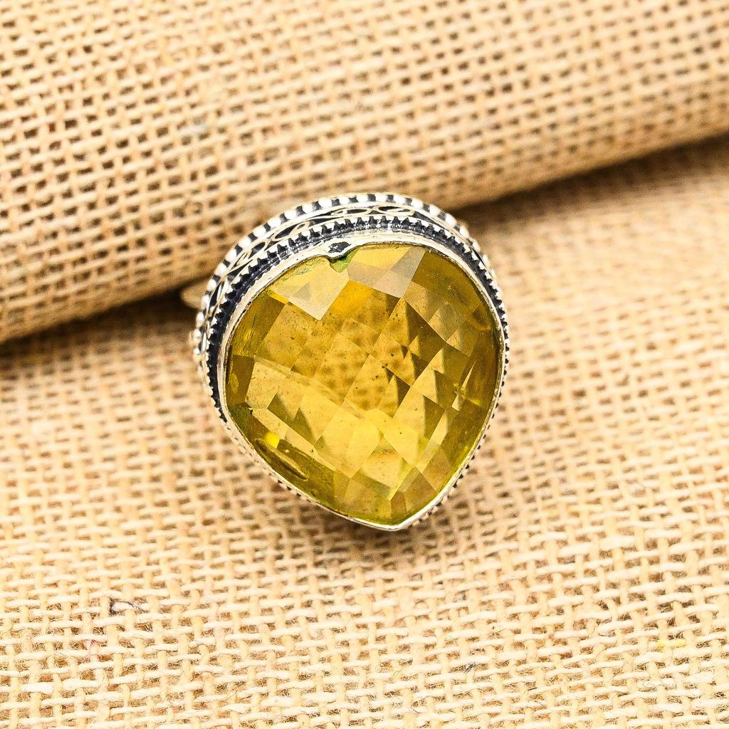 Citrin Edelstein Handgefertigt 925 Sterlingsilber Herzform Schmuckring für den Gedenktag