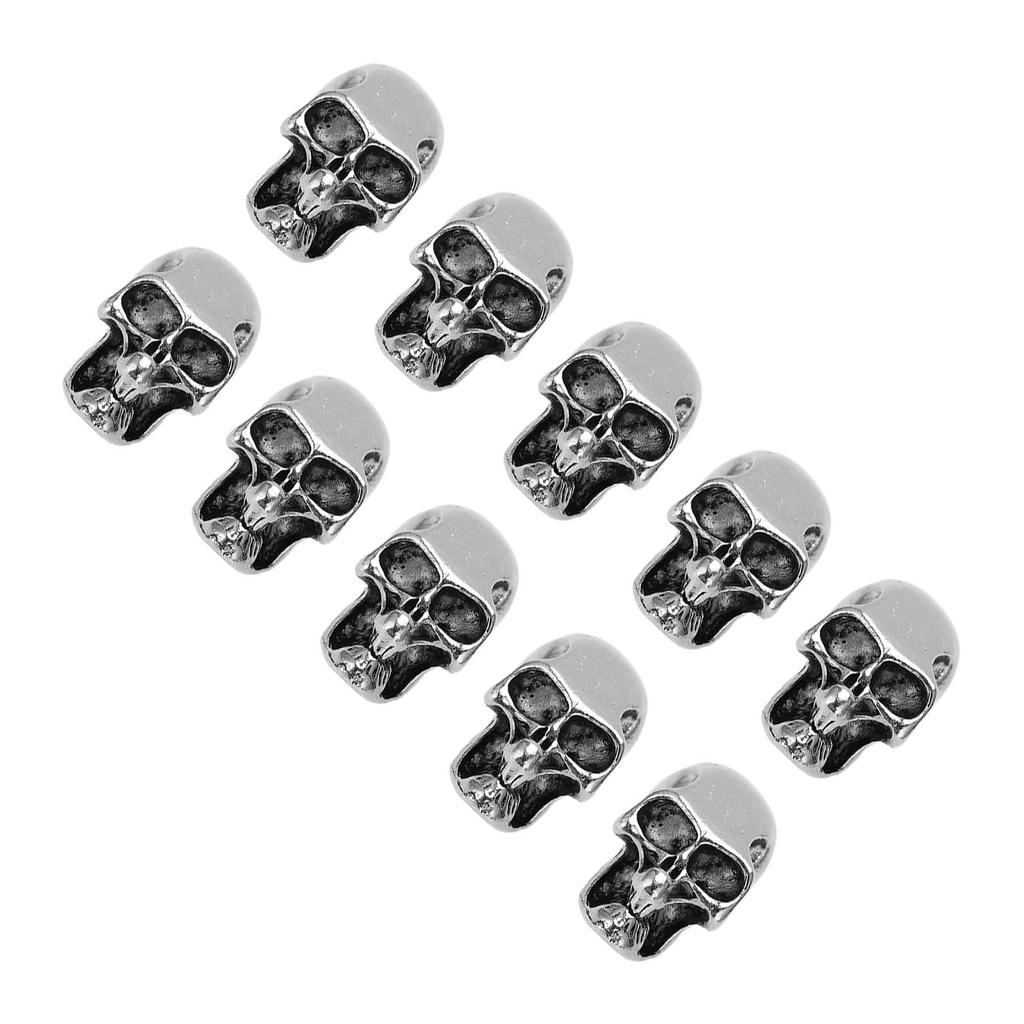 10 bucăți din aliaj de farmec pentru cap de craniu, pentru fabricarea de schelet, pandantive de craniu pentru breloc Paracord, gaură dublă