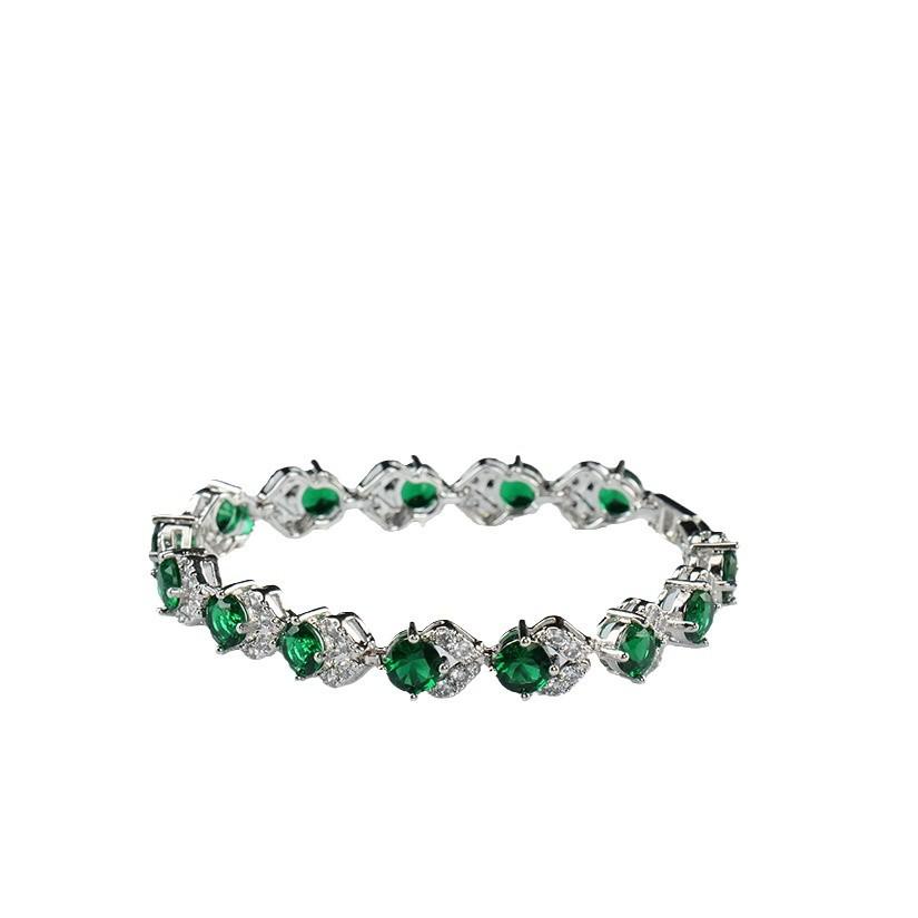 Female Versatile Niche High-End Jewelry Temperament Gorgeous Gold-Plated Green Jewelry Bracelet