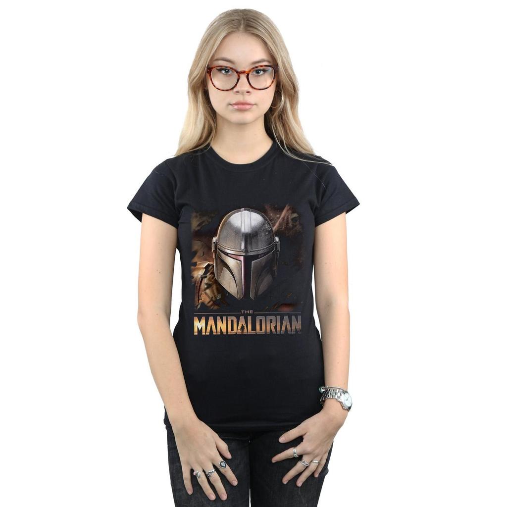 Star Wars Womens/Ladies The Mandalorian Helmet Cotton T-Shirt