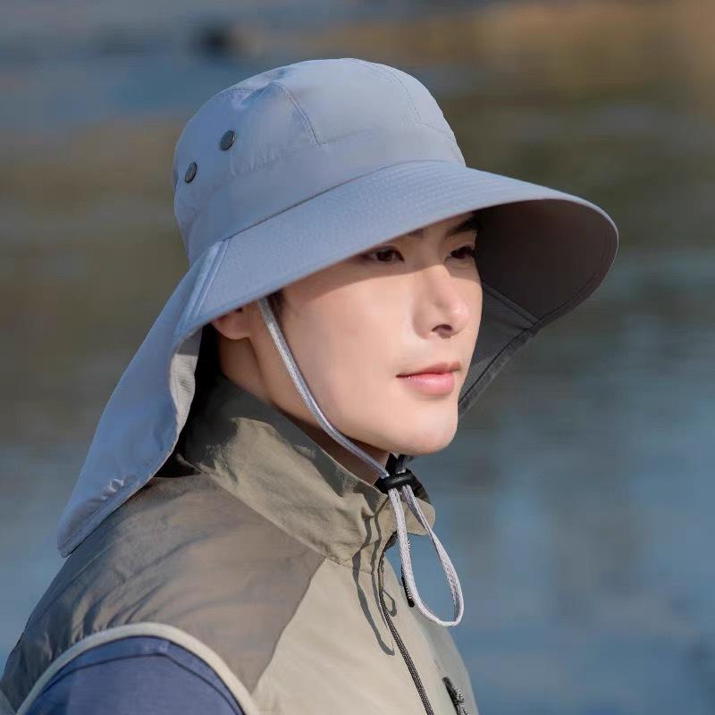 Sonnenschutzhut Herren Damen Fischerhut Sommer Großer Schirm Nackenschutzhut Outdoor Wanderhut Radfahren Eimerhut