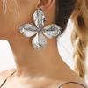 European American Exaggerated Big Flower Stud Earrings Retro Ins Petal Metal Sheet Earrings For Women Trendy Fashion Jewelry