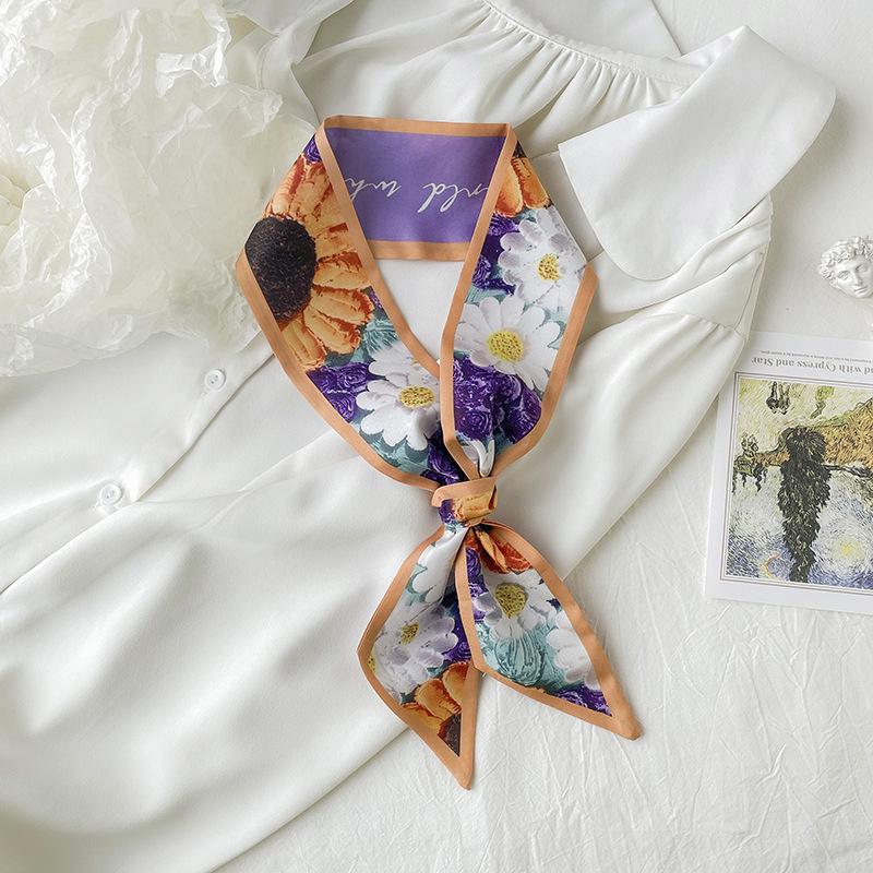 Retro Florales Schleifen-Haargummi & Seidenschal-Accessoire