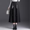 Winter 2025 High-Waisted A-Line Wool Skirt with Thick Hem - Mid-Length Slimming Casual Design