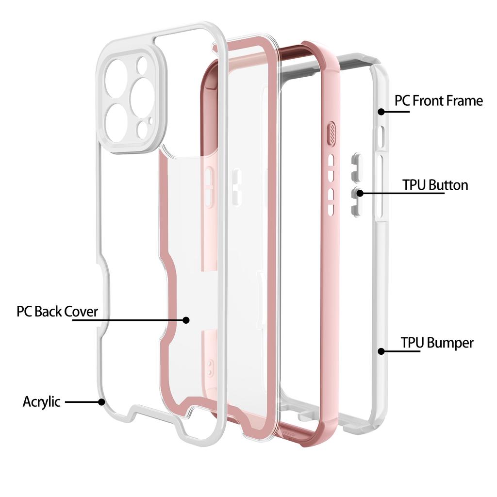 For iPhone 16 Pro Max Case Detachable 4 In 1 TPU+Acrylic+PC Shockproof Phone Cover