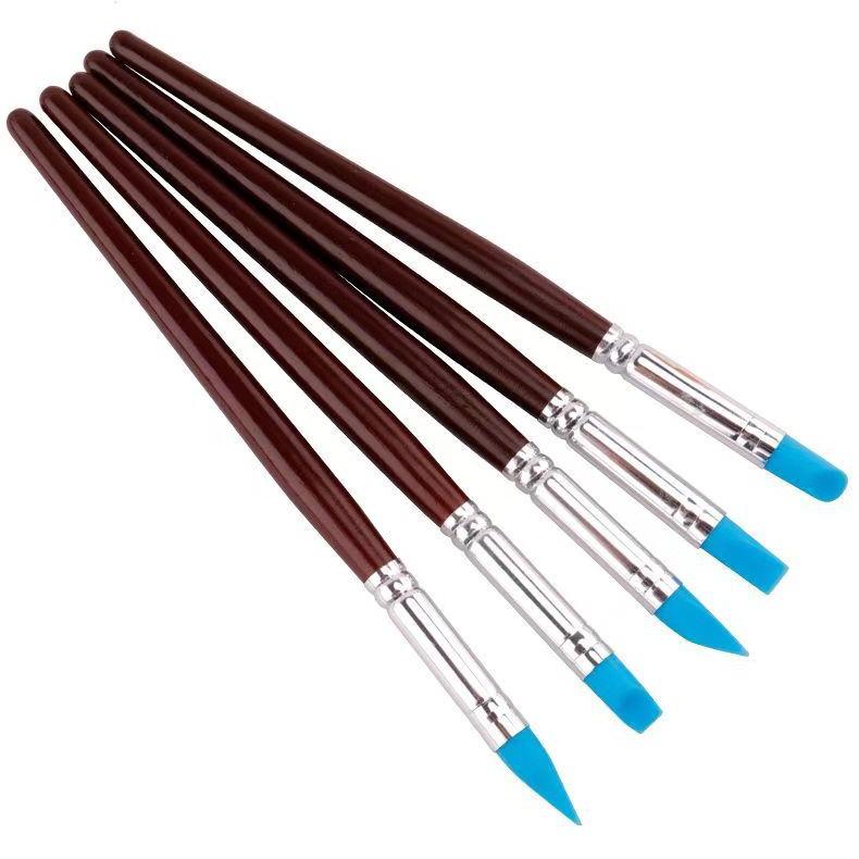 5-Piece Silicone Watercolor & Oil Painting Masking Brush Set for Art & Nail Art