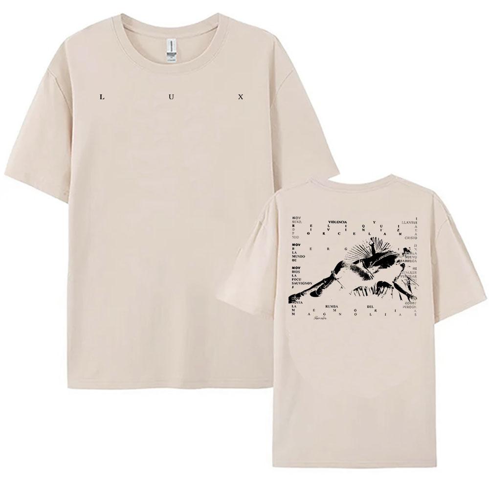 Rosalía LUX TRACKLIST TEE Korte Mouw Katoen Mode Dames T-shirts Grafische Print Kleding Unisex Streetwear Dames Unisex Shirt