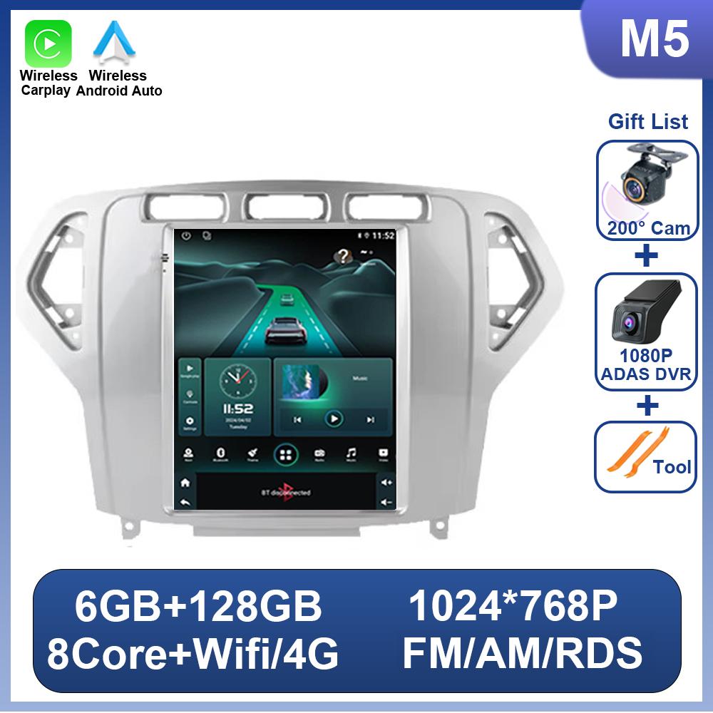 9.7 Inch Car Radio Android 14 For Ford Mondeo Mk4 Galaxy A/C 2007-2010 No 2 Din Stereo Head Unit Wireless Carplay GPS Navigation