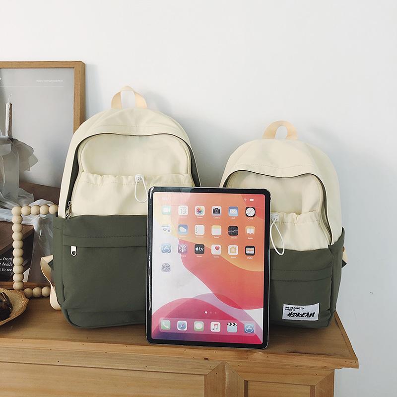 Large Capacity Nylon Women's Backpack Color Contrast Travel Backpack Student Lightweight Schoolbag