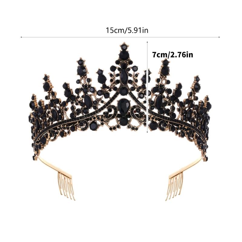 Sparkling Rhinestones Bridal Crowns with Secure Hair Comb Grip Wedding Headpiece For Bride Ceremony and Photography Props