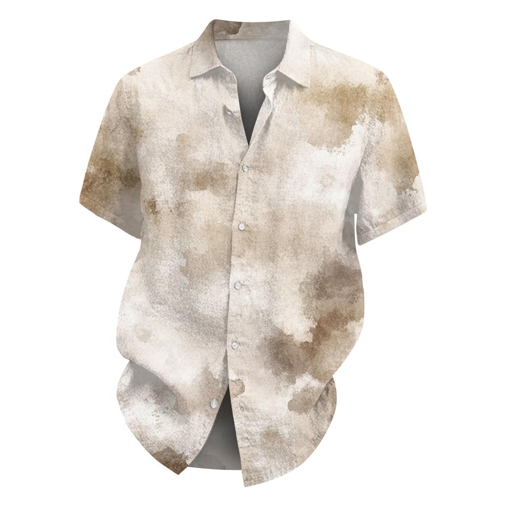 Men's Fashion Loose Tie-Dye Printed Short Sleeve Beach Shirt