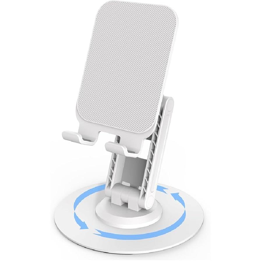 360°Rotating Phone Holder for Desk, Portable & Foldable Cell Phone Stand for Office & Home, Angle & Height Adjustable Tablet Stand for All