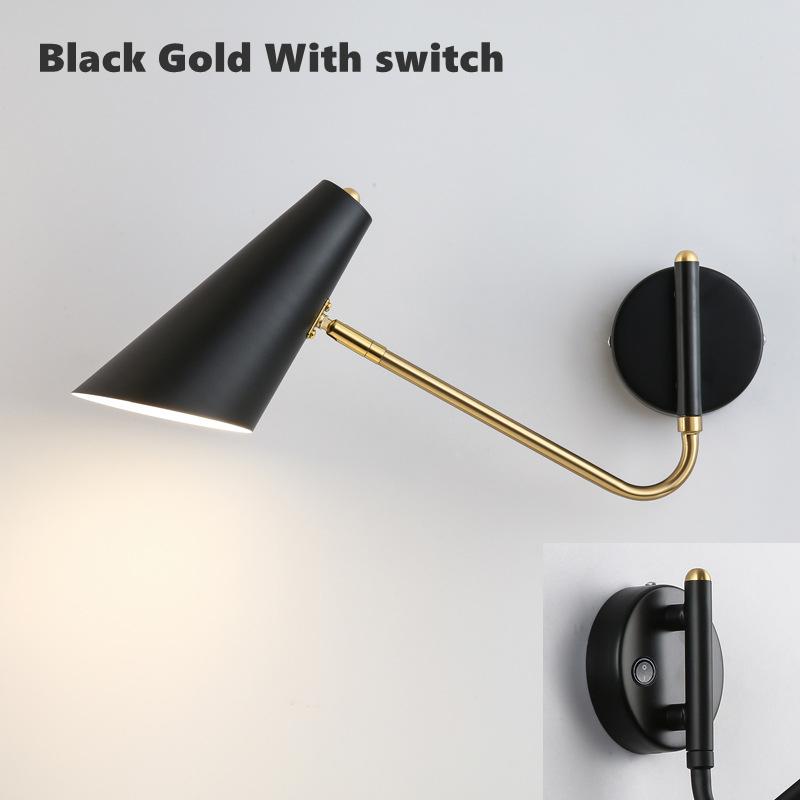 Industrial Folding LED Wall Lamp With Switch Vintage Adjustable Swing Long Arm E27 Bedside Decor Lighting Sconce Reading Lights