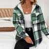 Women's Fashion Casual Loose-Fitting Long-Sleeved Plaid Print Hooded Jacket Baseball Jacket