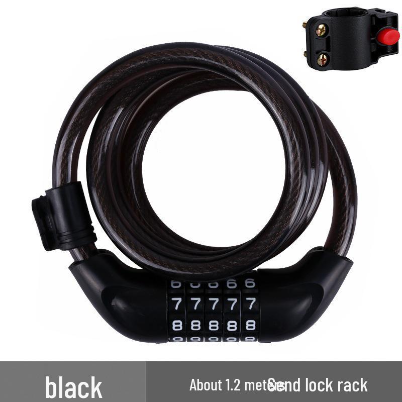 Five-Digit Combo Bicycle Lock – Electric Vehicle, Mountain Bike, Anti-Theft Steel Cable Loop