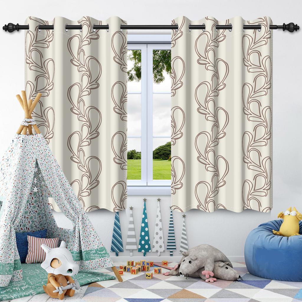 2Pcs Blackout Curtains Fresh Flowers Plants Leaf Bedroom Living Room Darkening Thermal Insulated Grommet Window Curtain Drape