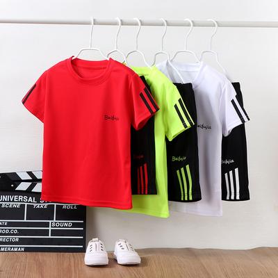 Yeni Çocuk T-Shirt Kısa Pantolon Takımı Erkek Aktif İnce Hızlı Kuruyan Nefes Alabilir Kıyafetler Çocuklar 4-10 Yaş Butik Moda Eşofman Takımı