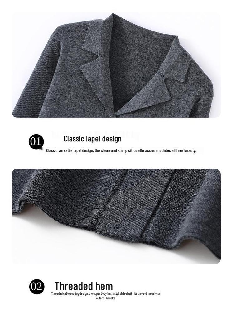 Women's Fashionable Polo Collar Knit Cardigan - 2026 Spring/Summer Collection: Solid Color Long Sleeve Outerwear Top