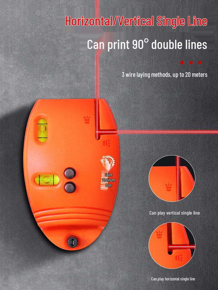 High-Precision 90° Infrared Laser Spirit Level with Fine Line Marker