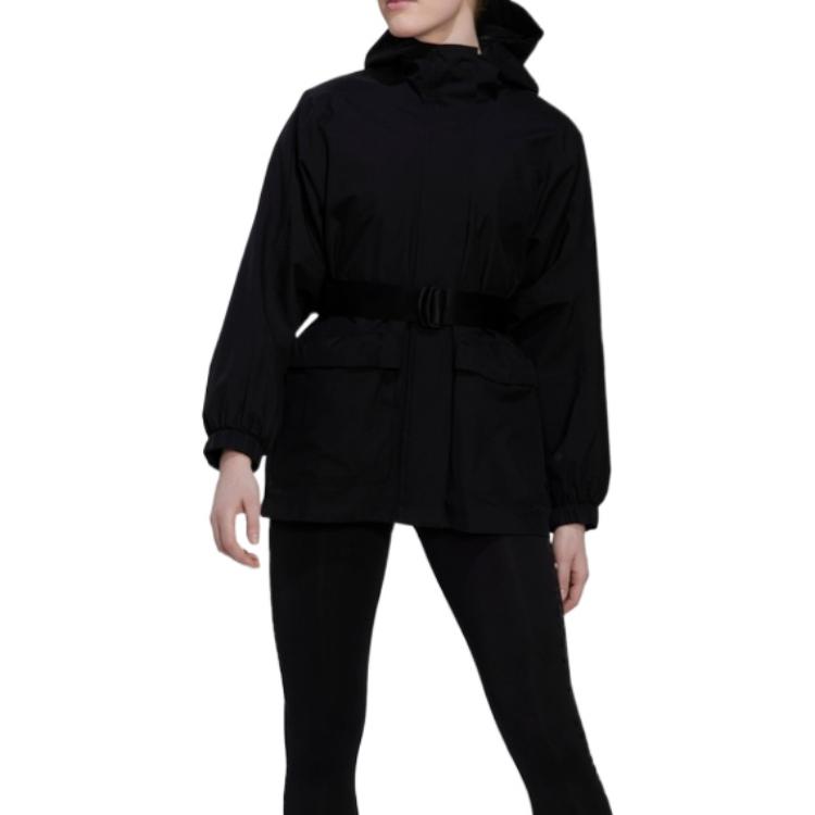 Adidas Jednobarevná sportovní bunda s kapucí pro venkovní aktivity Dámská bunda Černá HG8585