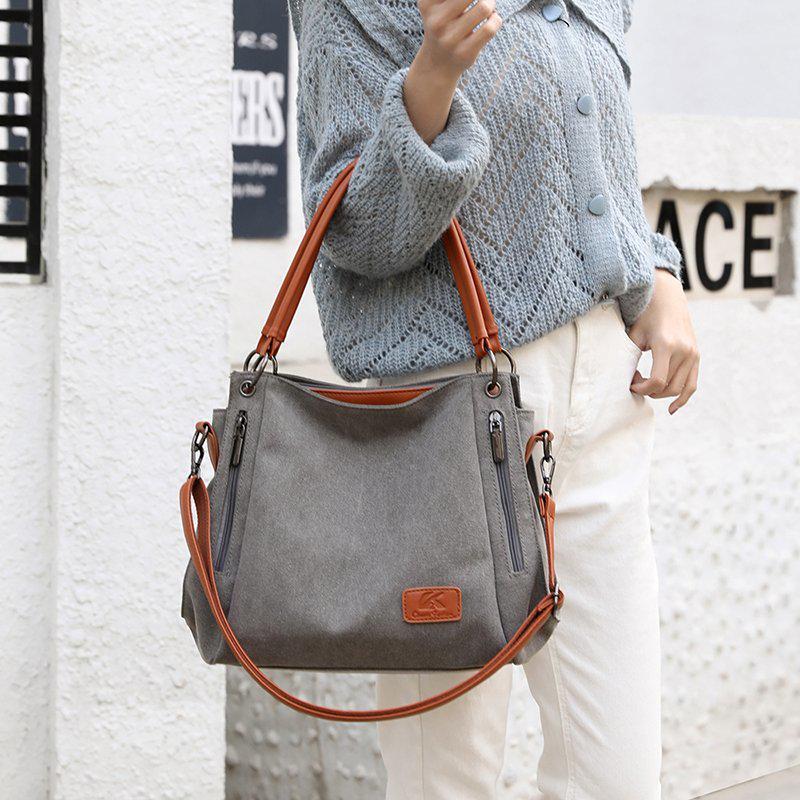 Retro Canvas Women's Crossbody Handbag - Casual Solid Color Shoulder Bag for Students