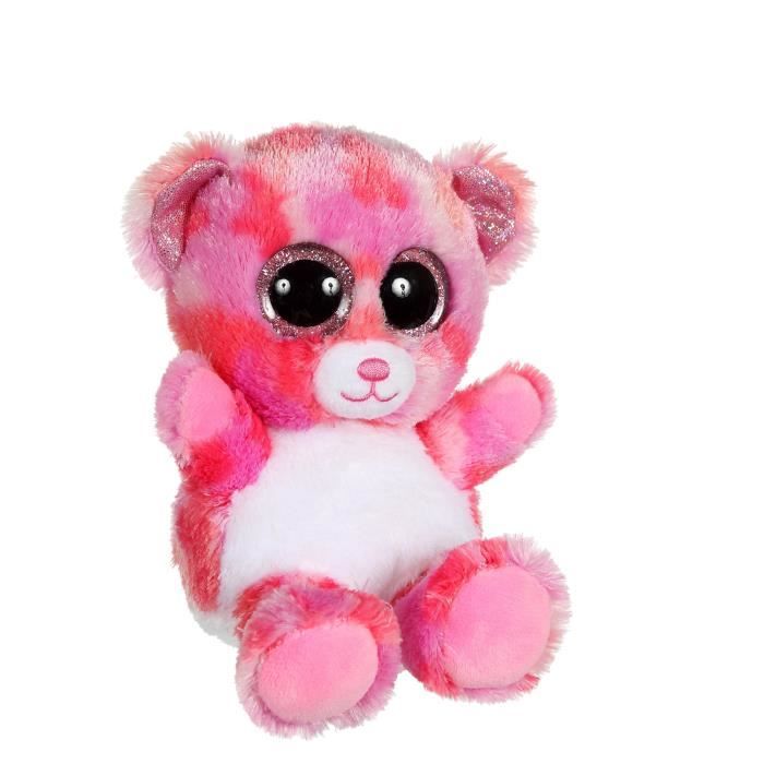 Peluche - hoopy - brilloo friends ours rose 13 cm