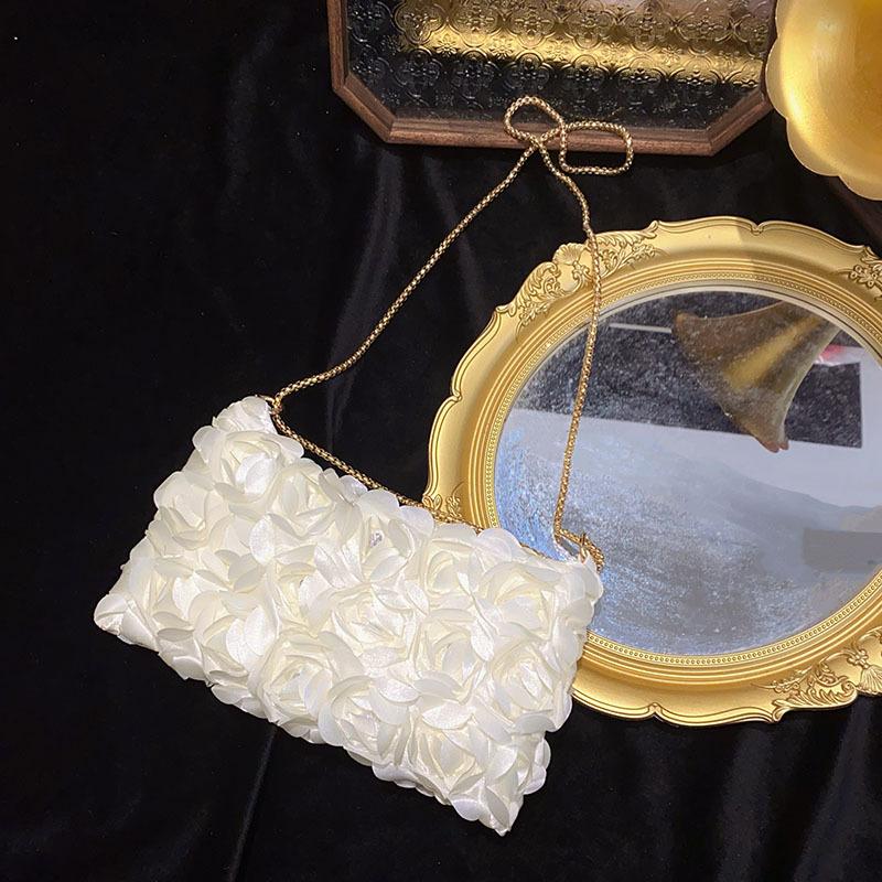 Flower Handbag Evening Bag Rose Bride Small Clutch Purse For Dress Party Handbag Wedding Wallet Women Floral Chain Lady Clutches