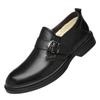 Autumn and winter cowhide business dress gentleman banquet wedding leather shoes buckle one pedal casual velvet men's shoes