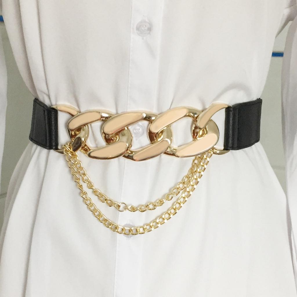 Punk Elastic Waist Belt Versatile Elastic Women's Decorative Wide Waist Zipper