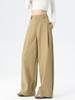 Women’s Khaki High Waist Wide Leg Knife-Pleat Pants - Korean Style, Spring 2026 Collection