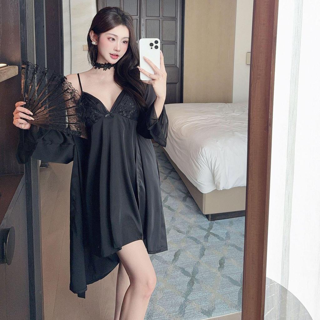 Women's Ice Silk Camisole Nightgown with Built-in Bra - Sweet, Sexy Homewear & Outdoor Style