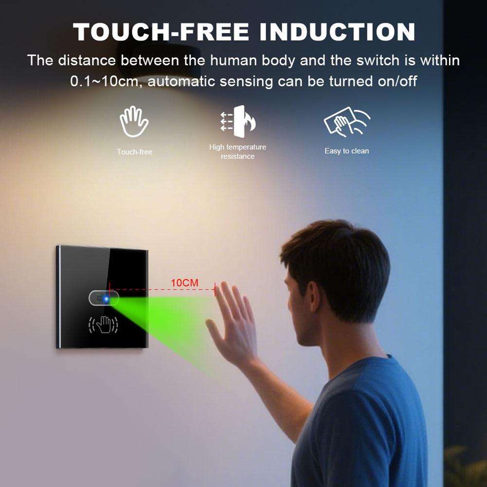 WIFI+BLE Infrared Induction Switch No Need TouchSwitch Glass Screen Panel On Off Touch-Free Hygienic Design