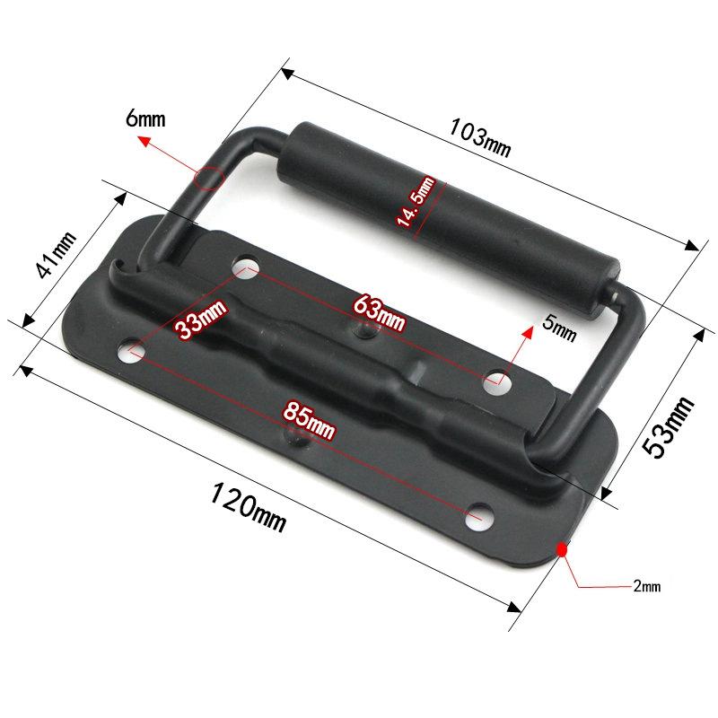1pc Black Spring Folding Handle Luggage Movable Suitcase Iron Material Spring Handle Tool Box Container Drawer Movable Ring