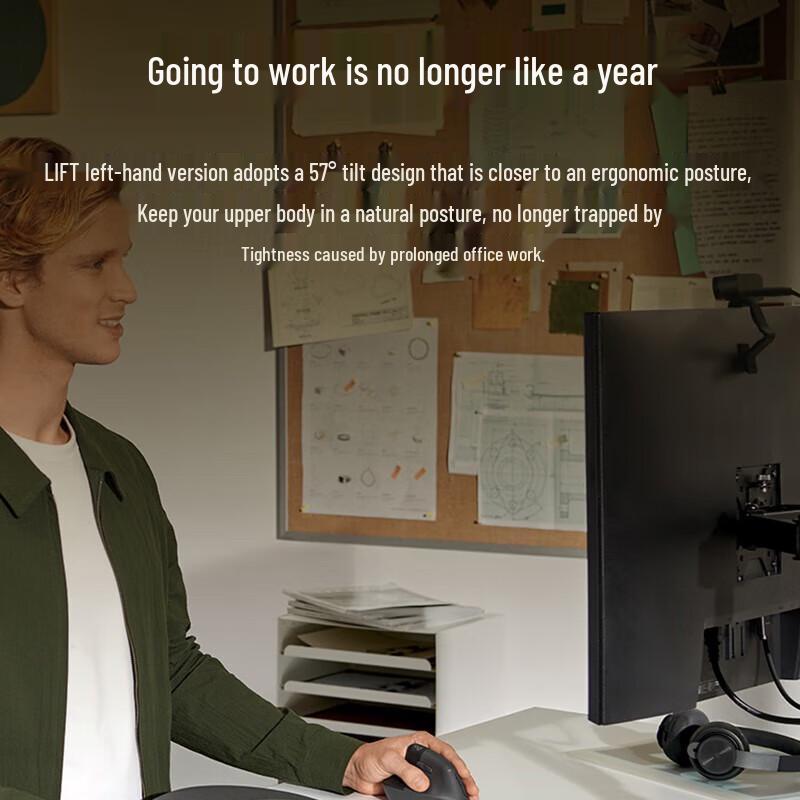 Logitech Lift Left-Handed Ergonomic Vertical Wireless Mouse