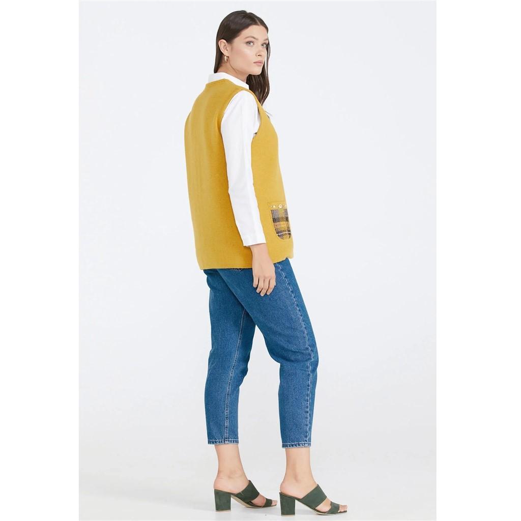 Sementa Embroidery Detailed Pocket Zippered Wool Knitwear Women's Vest