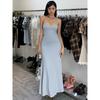 Shemoda Fashion Style Kardashian Diamond In the Debris Printing Slip Dress Women's Stretch Silm Solid Color Sheath Long Dress