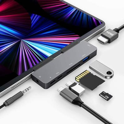 7in1 Latest iPad Pro Air Mini 6 Dedicated Docking Hub Hub 4K HDMI Output 60W PD Charging 5Gbps Data Transfer SD Card Reader Headphone Jack Type C