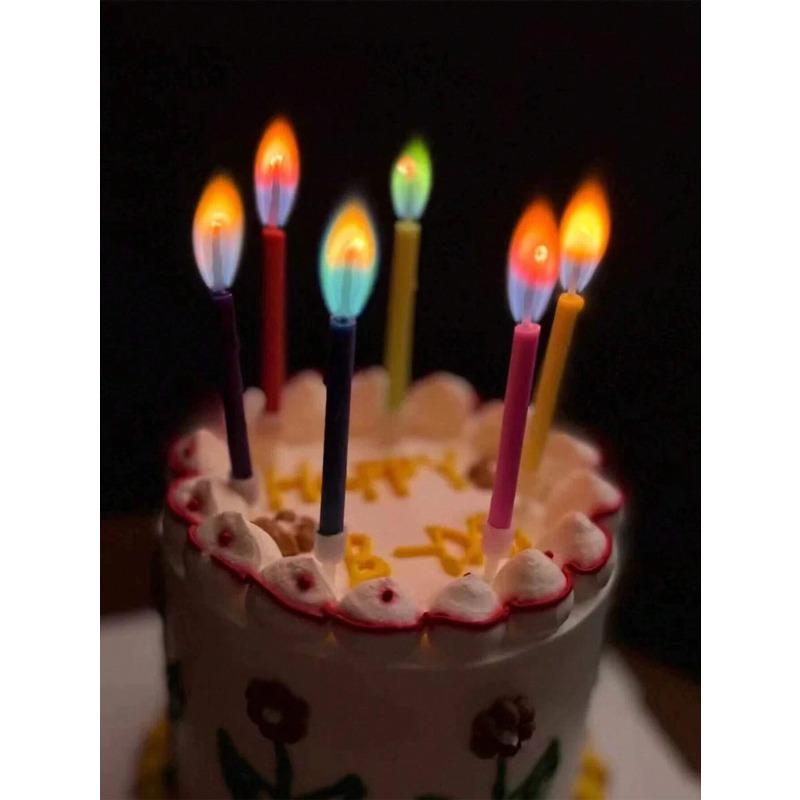 Colorful Flame Birthday Candles, Flame And Candle Color Match, Perfect For Birthday And Party Photos