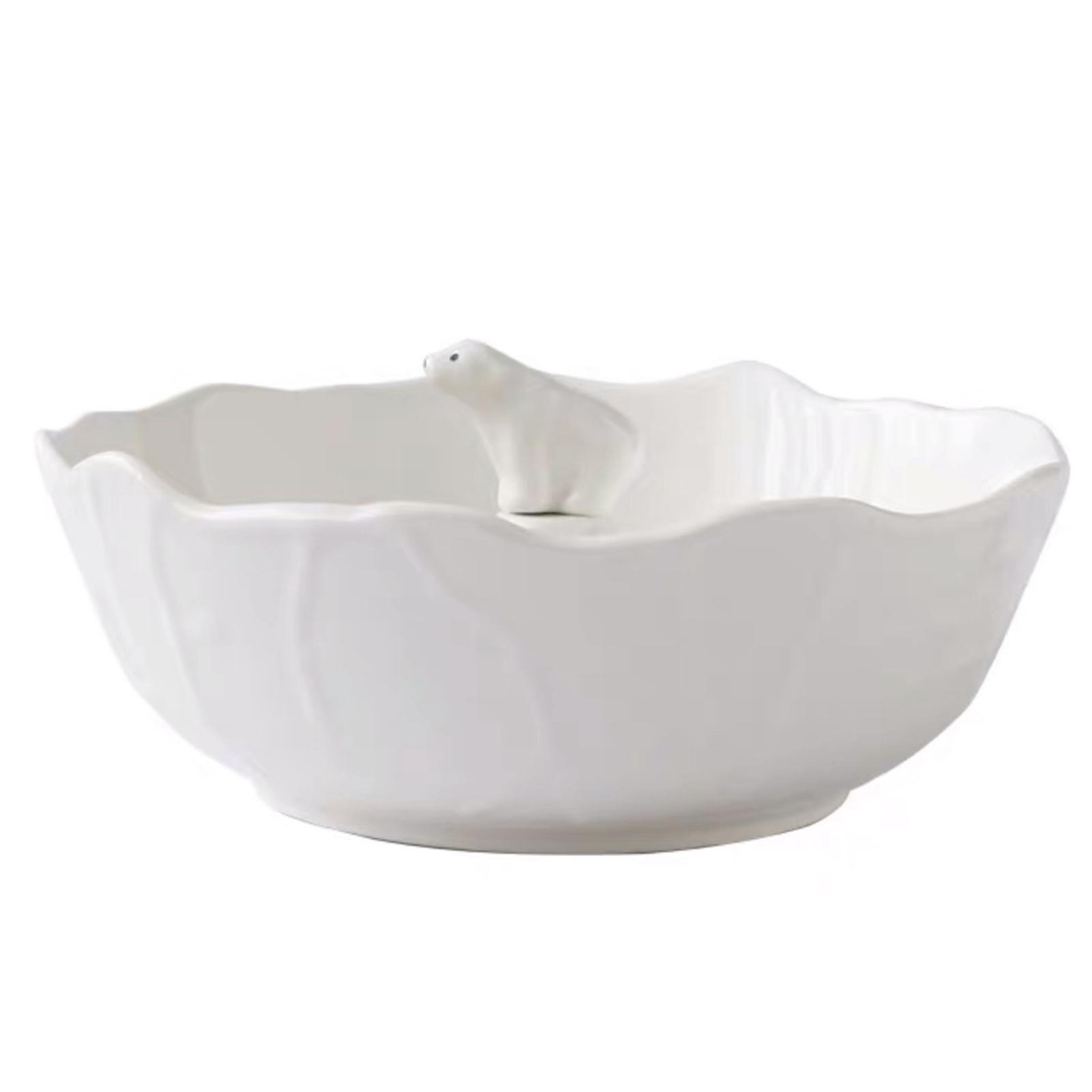White Ceramic Bowl Large Salad Mixing Bowl Container For Restaurant