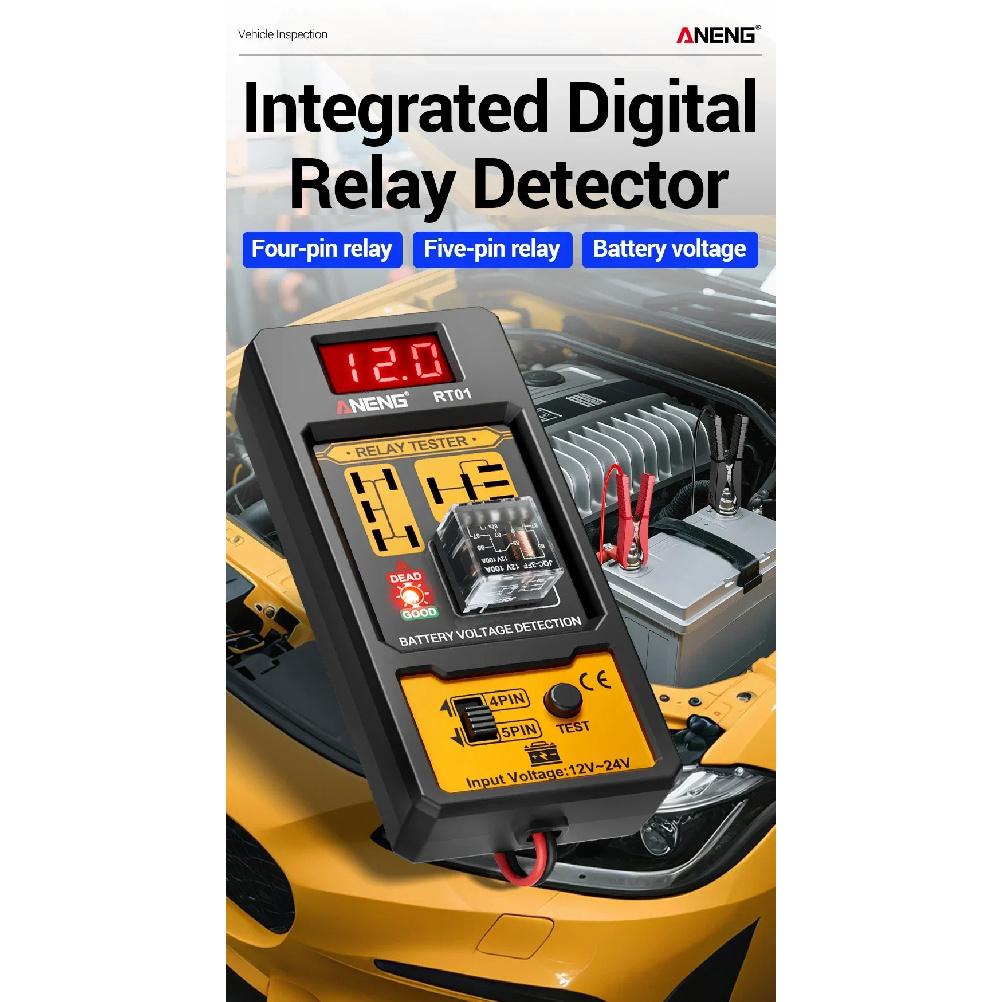 Relay Detector 11-25V ANENG RT01 Digital Universal 4/5 Pins Car Battery Vehicle Detection Digital Display Voltage Battery Tester