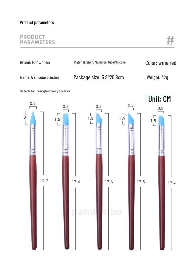 5-Piece Polymer Clay and Sculpture Tool Set - Silicone Art and Painting Materials with Wooden Stick and Pen