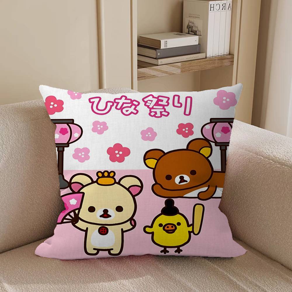 Cartoon RilakkumaS Anime Pillow Case Removable Washable Cushion Cover – All-Season Soft Linen
